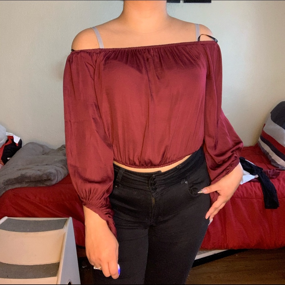 Forever 21 fancy chiffon crop top (SMALL)